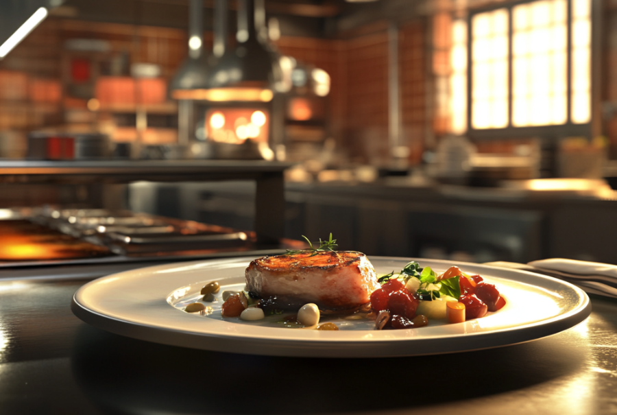 Elegant plating at a Michelin-starred restaurant