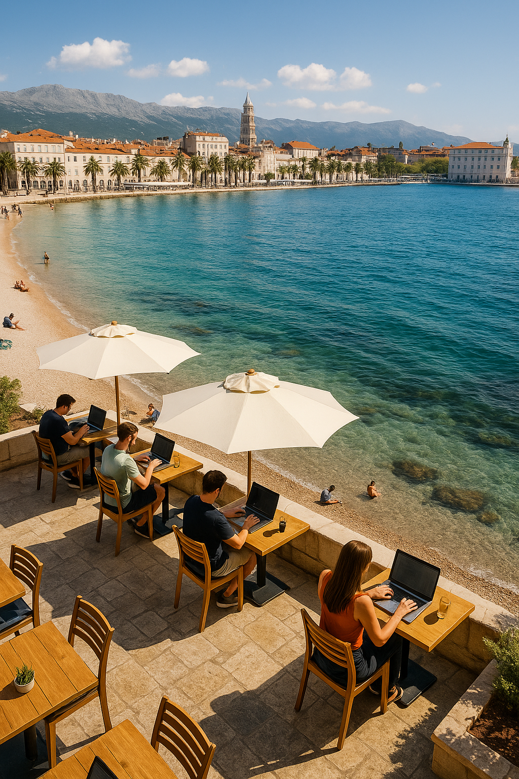 The coastline of Split with crystal clear water